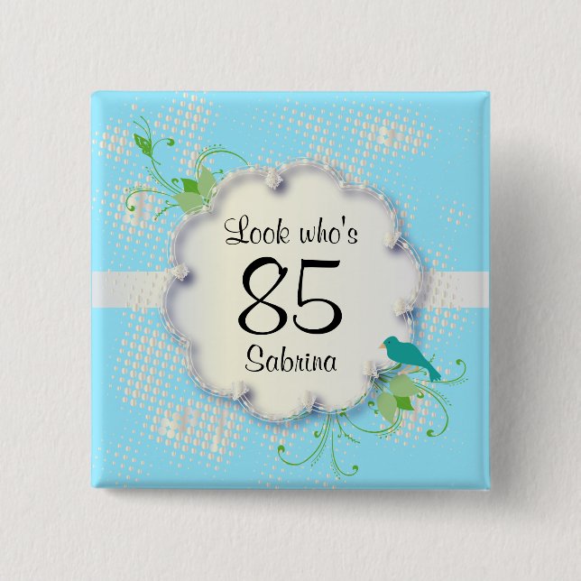 Badge Carré 5 Cm Fête du 85e anniversaire | Texte do-it-yourself (Devant)