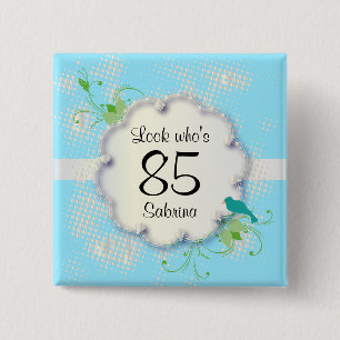 Badge Carré 5 Cm Fête du 85e anniversaire Texte do-it-yourself