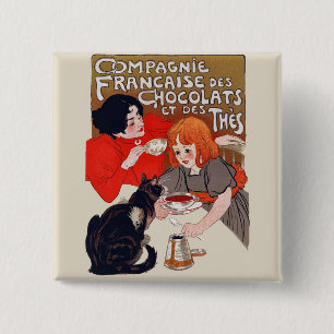Badge Carré 5 Cm Fête du chocolat français Steinlen Art