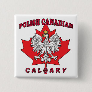 Badge Carré 5 Cm Feuille canadienne polonaise Calgary