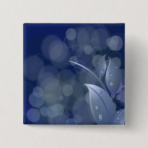Badge Carré 5 Cm Feuille de Blue Bokeh