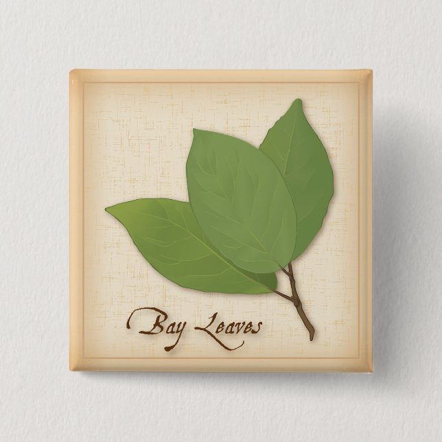 Badge Carré 5 Cm Feuilles de baie (Devant)