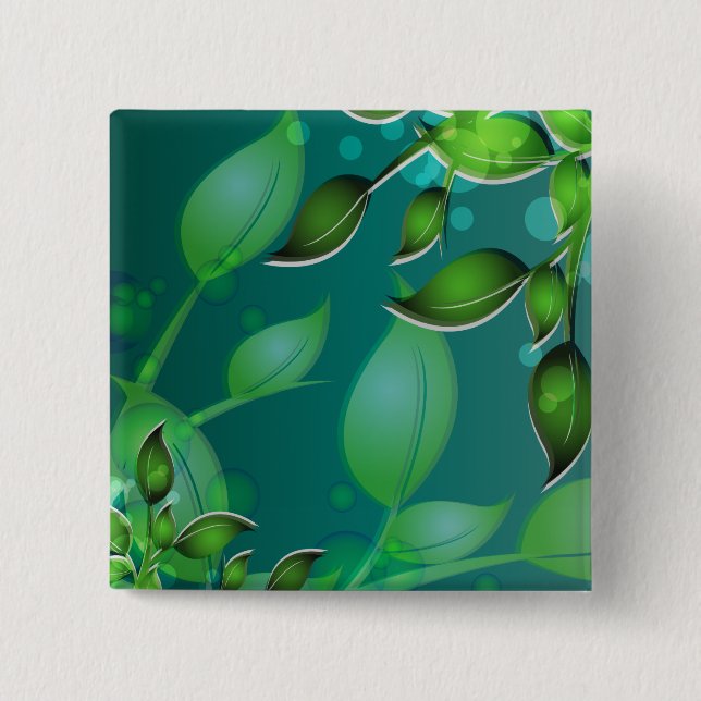 Badge Carré 5 Cm Feuilles de jardin frais (Devant)