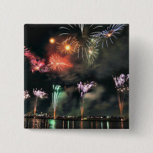 Badge Carré 5 Cm Feux d'artifice spectaculaires