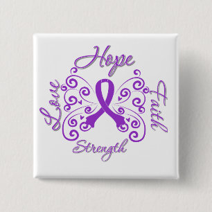 Badge Carré 5 Cm Fibromyalgie de force d'amour de foi d'espoir