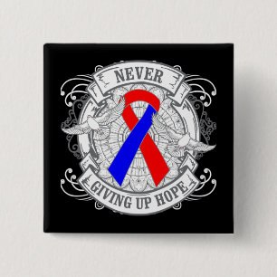 Badge Carré 5 Cm Fibrose Pulmonaire Ne Jamais Abandonner L'Espoir
