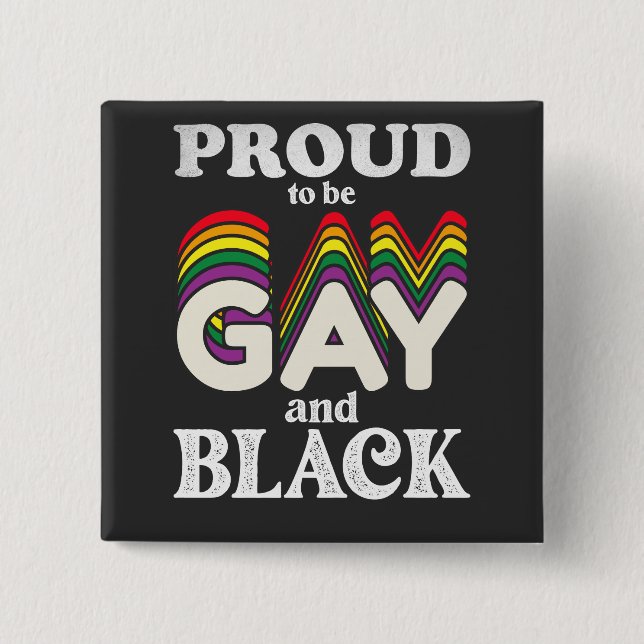 Badge Carré 5 Cm Fier d'être gay et noir Fierté LGBT (Devant)