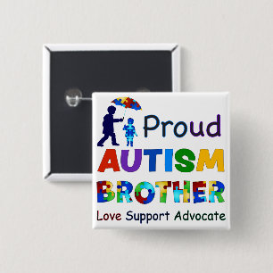 Badge Carré 5 Cm Fier frère de l'autisme