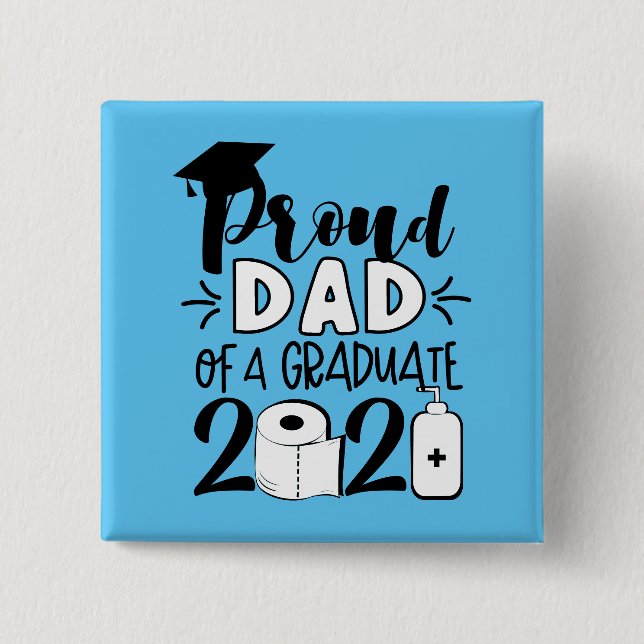 Badge Carré 5 Cm Fier papa d'un diplômé - 2021 (Devant)