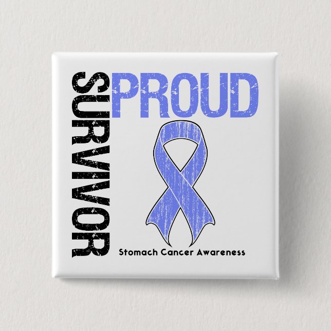 Badge Carré 5 Cm Fier Survivant - Cancer de l'estomac (Devant)