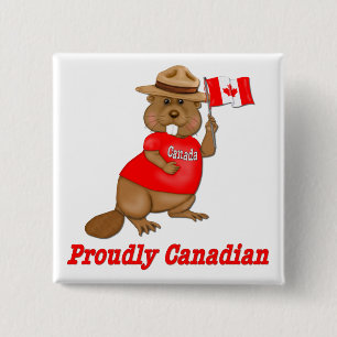 Badge Carré 5 Cm Fièrement le castor canadien