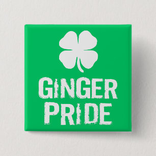 BADGE CARRÉ 5 CM FIERTÉ DE GINGEMBRE AVEC LE SHAMROCK