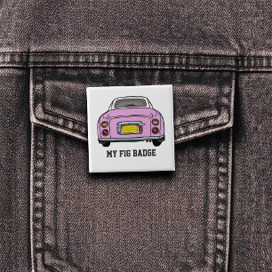 Badge Carré 5 Cm Figarations Jolie rose Figaro Nom de voiture Bouto