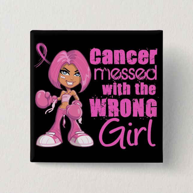 Badge Carré 5 Cm Fille 1 de combat de cancer du sein (Devant)