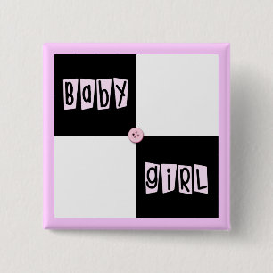 Badge Carré 5 Cm Fille de baby shower