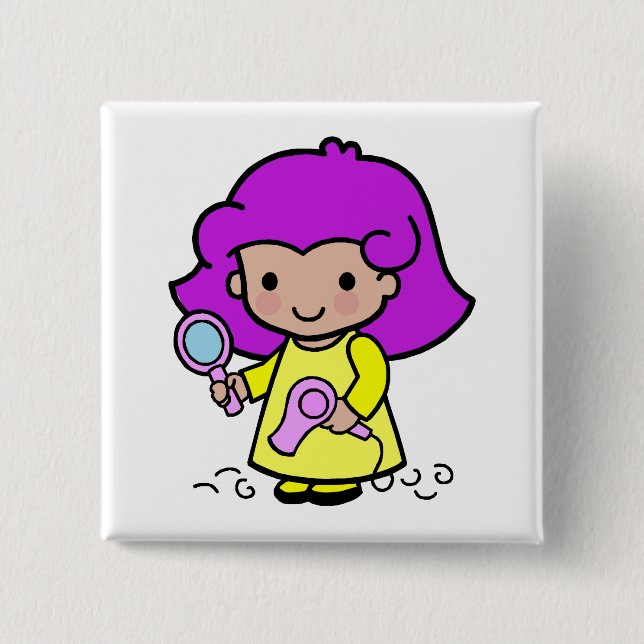 Badge Carré 5 Cm Fille de coiffeur (Devant)