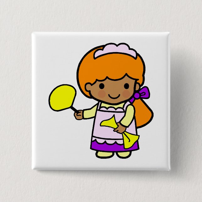 Badge Carré 5 Cm Fille de nettoyage (Devant)