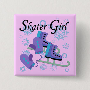 Badge Carré 5 Cm Fille de patineur