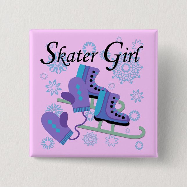 Badge Carré 5 Cm Fille de patineur (Devant)