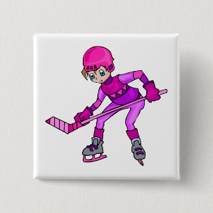 Badge Carré 5 Cm Fille d'hockey d'Anime
