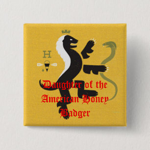 Badge Carré 5 Cm Fille du blaireau de miel américain