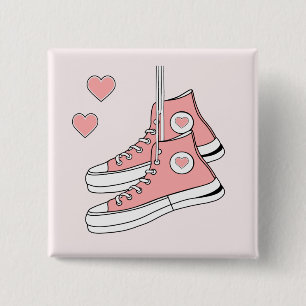 Badge Carré 5 Cm Fille rose Basket