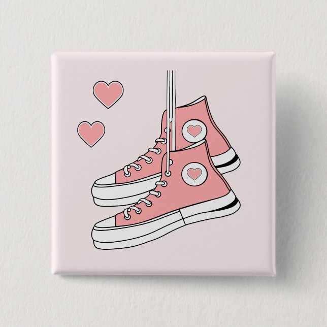 Badge Carré 5 Cm Fille rose Basket (Devant)