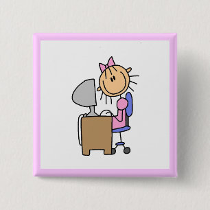 Badge Carré 5 Cm Fille sur l'ordinateur