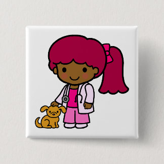 Badge Carré 5 Cm Fille vétérinaire