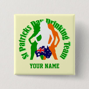 Badge Carré 5 Cm Filles australiennes irlandaises Saint Patrick's d