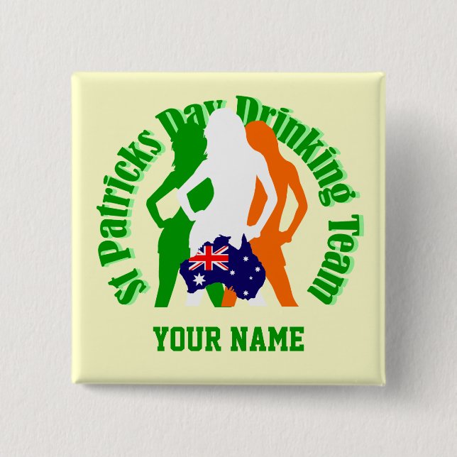 Badge Carré 5 Cm Filles australiennes irlandaises Saint Patrick's d (Devant)