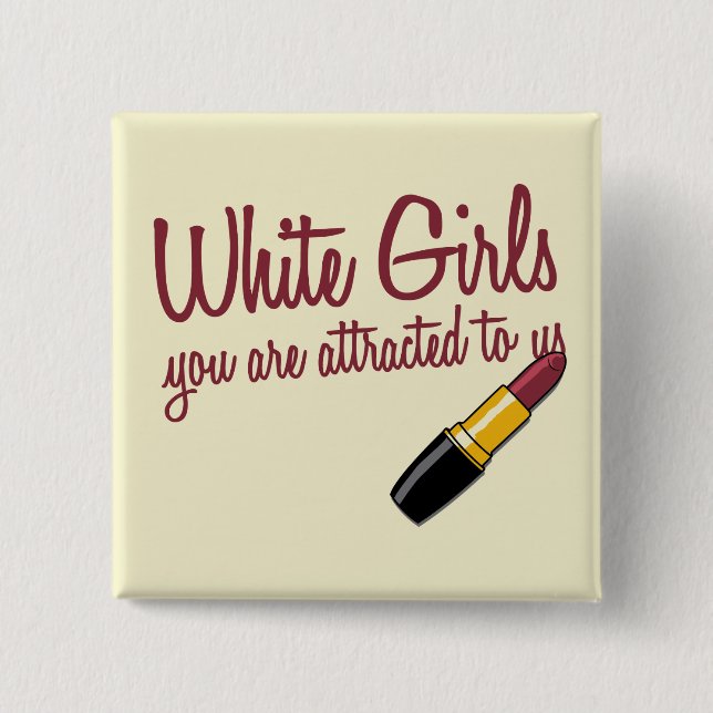 Badge Carré 5 Cm Filles blanches (Devant)