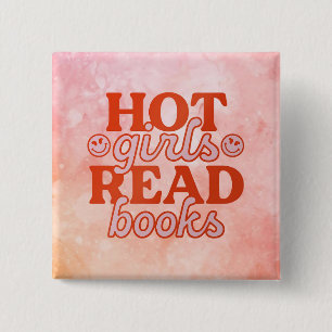 Badge Carré 5 Cm Filles Chaudes Lisent Des Livres
