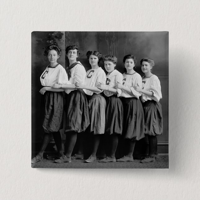 Badge Carré 5 Cm Filles dans les défaites, les années 1900 tôt (Devant)