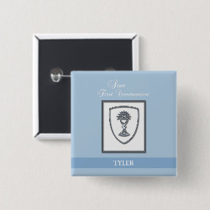 Badge Carré 5 Cm Fils, première communion chalice d'argent