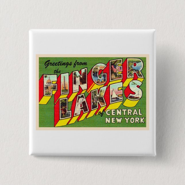 Badge Carré 5 Cm Finger Lakes New York (Devant)