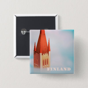 Badge Carré 5 Cm Finland church travel poster