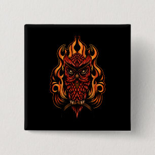 Badge Carré 5 Cm Fire owl