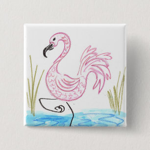 Badge Carré 5 Cm Flamant rose rose #13