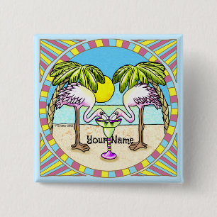 Badge Carré 5 Cm Flamingo Margarita