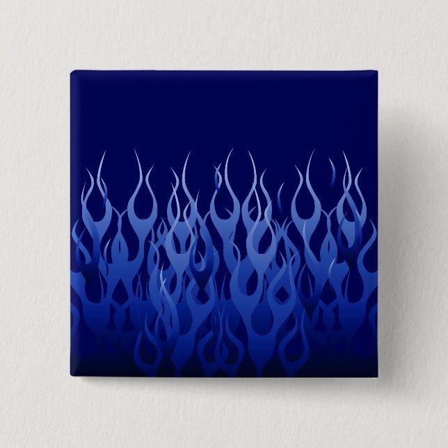 Badge Carré 5 Cm Flammes de course cool Blue Automotive (Devant)