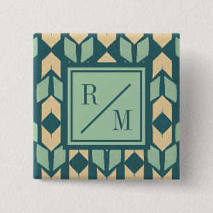 Badge Carré 5 Cm Flèche turquoise géométrique extérieure d'éta