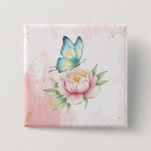 Badge Carré 5 Cm Fleur