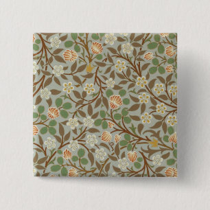 Badge Carré 5 Cm Fleur botanique de trèfle William Morris