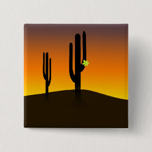 Badge Carré 5 Cm Fleur Cactus