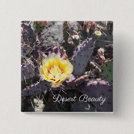 Badge Carré 5 Cm Fleur de cactus jaune au printemps