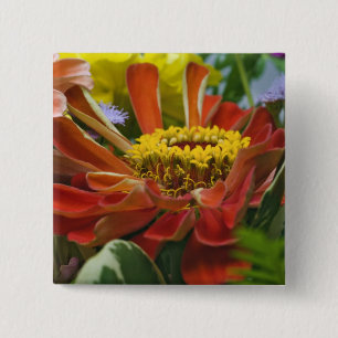 Badge Carré 5 Cm Fleur de chrysanthème