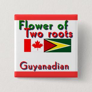 Badge Carré 5 Cm Fleur de deux racines guyanaise-canadienne