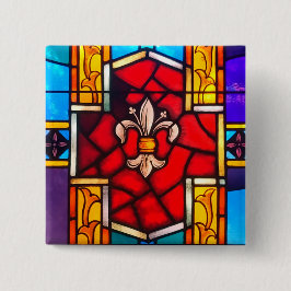 Badge Carré 5 Cm Fleur de lis