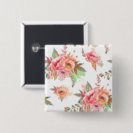 Badge Carré 5 Cm fleur de printemps